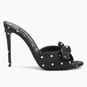 Dolce & Gabbana 90MM Bow-Detailed Polka Dot High-Heel Mules Black